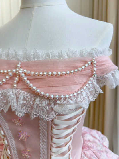 Charming Pink Lace Beaded Layered A Line Short Homecoming Dress Formal 16th Birthday Outfits D2955