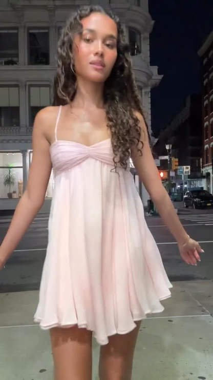 Sweet Spaghetti Straps Chiffon Short Prom Dress Pink Short 9th Grade Homecoming Dress D4663
