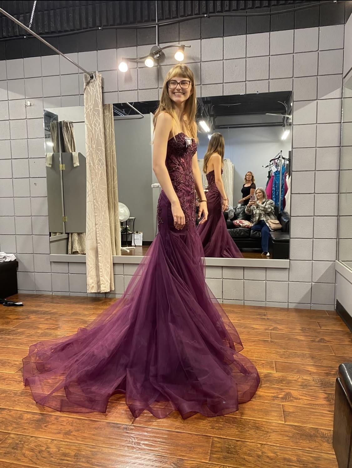 Pretty Purple Tulle Beaded Mermaid Long Party Dress Birthday Prom Dress D5074