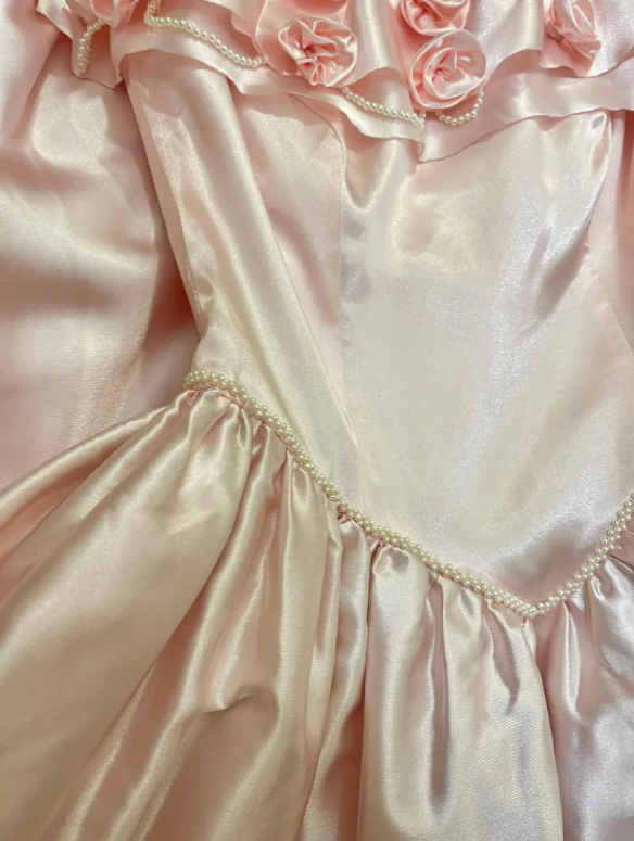 Sweet Pink Ball Gown Off The Shoulder 3D Flowers Beaded Long Birthday Party Dress Evening Gown With Gloves D2110