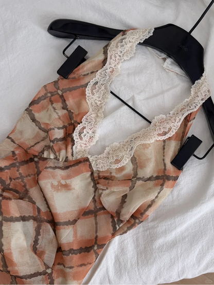 Vintage Halter Lace Neckline Vacation Dress Short Birthday Dress S319