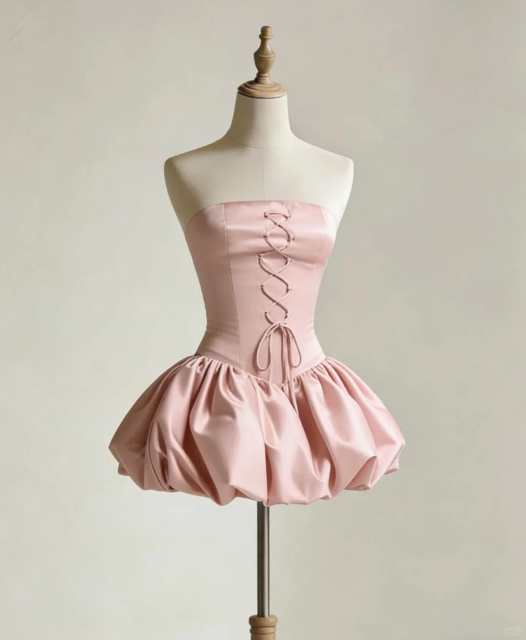 Fashion Strapless Satin A Line Short Birthday Dress,Pink Short Graduation Homecoming Dress D2805