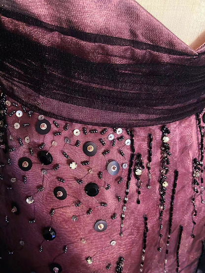 Vintage Tulle Beaded A Line Birthday Dress Spaghetti Straps Homecoming Dress Cocktail Dress S344