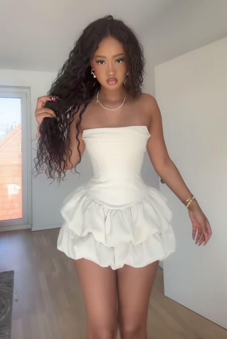 Elegant Strapless White Satin Short Homecoming Dress Birthday Dress D4432