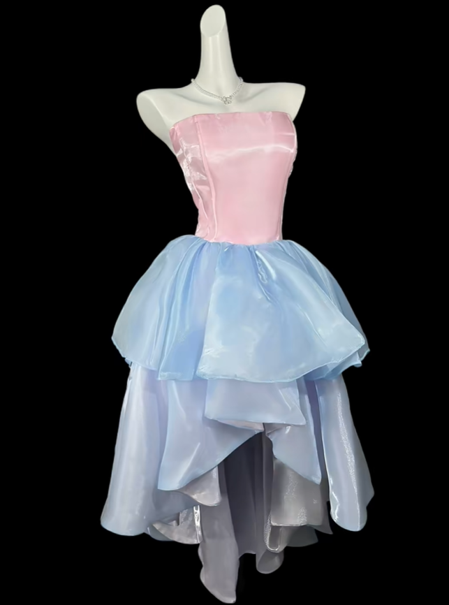 Glamorous Strapless Satin Tulle Long Party Dress Prom Dresses D4201