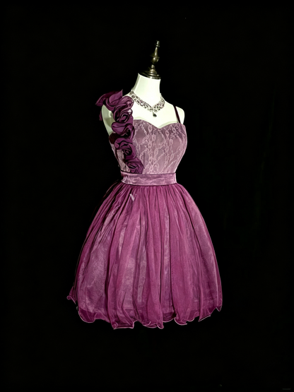 Pretty Purple Tulle Lace A Line Short 8th Grade Homecoming Dress Birthday Dress D4071