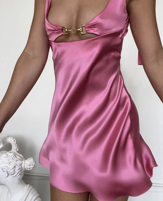 Fashion Hot Pink Satin Sheath Cocktail Dress Short 7th Grade Homecoming Dress D777