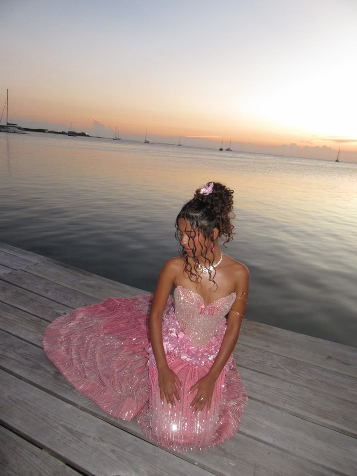 Glamorous Strapless Tulle Sequin Floral Mermaid Long Evening Dress Pink Long Birthday Prom Dress D4690