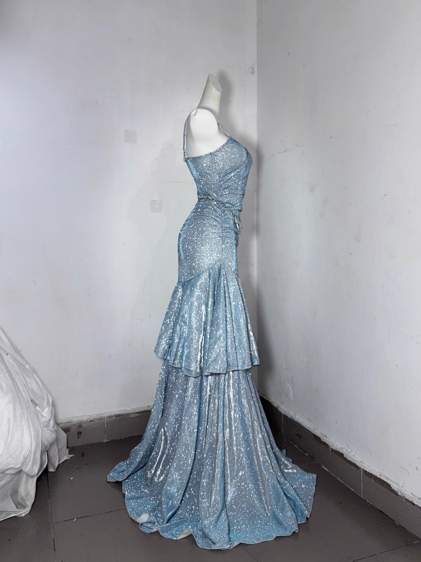 Blue - Spaghetti Straps A Line Chiffon Ruffles Homecoming Dresses With Bow