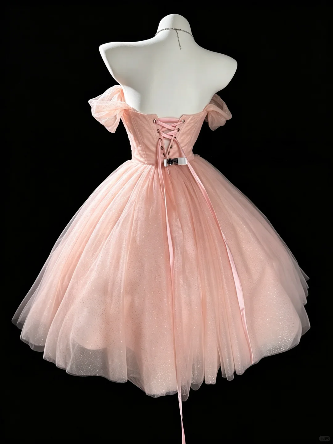 Pretty Pink Tulle Sequin Short Party Dress Off The Shoulder Short Graduation Homecoming Dress D5220