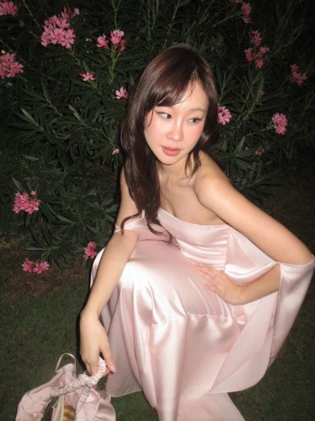 Chic Pink Off The Shoulder Birthday Party Dress Long Wedding Guest Dress D4104