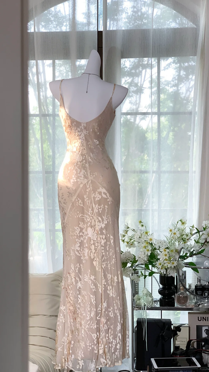 Charming Spaghetti Straps Chiffon Print Floral Mermaid Prom Dress Birthday Party Dress D1315