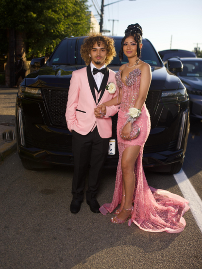 Gorgeous Pink Sweetheart Neck Tulle Beaded Slit Mermaid Long Party Dress Evening Dress D2972