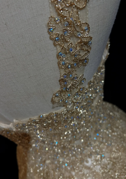 Gorgeous Gold Lace Sequin Beaded A Line Short 17th Birthday Outfits,Formal Graduation Homecoming Dress D3356