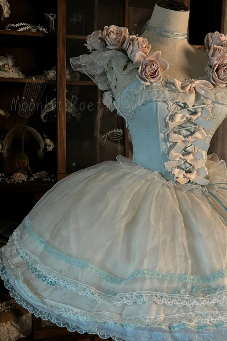 Cute Tulle Lace 3D Floral Short 18th Birthday Outfits,Blue Short Homecoming Dress D4639