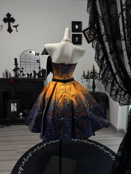 Chic Strapless Satin Short Party Dress Homecoming Dress D4711