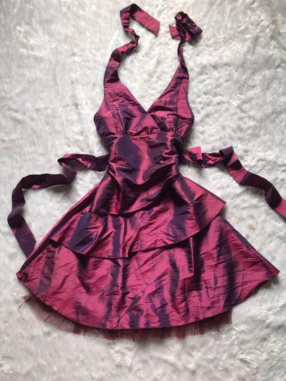 Sexy Hot Pink Satin Short 9th Grade Homecoming Dress Halter Short Party Dress D4337