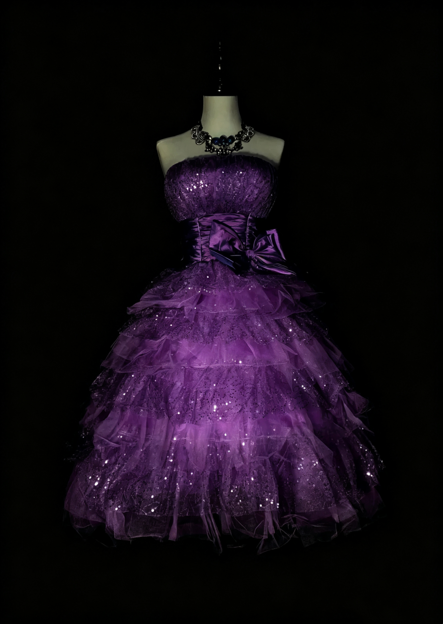 Shiny Purple Tulle Sequin A Line Short Homecoming Dress,Strapless Mini Birthday Prom Dress D4070