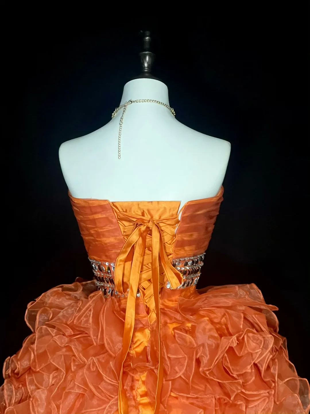 Unique Orange Tulle Pleated Beaded A Line Short 20th Birthday Outfits,Strapless Short Party Dress D4072