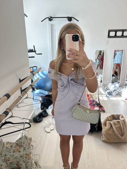 Unique Lilac Off The Shoulder Satin Short Homecoming Dress,Short 17th Birthday Outfits D4220