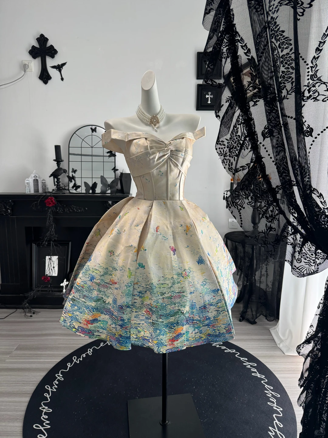 Unique Off The Shoulder Satin A Line Short Prom Dress Formal Graduation Homecoming Dress D4703