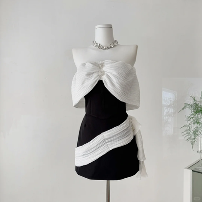 Elegant Black Off The Shoulder Short Homecoming Dress Vacation Dress Birthday Outfits S401