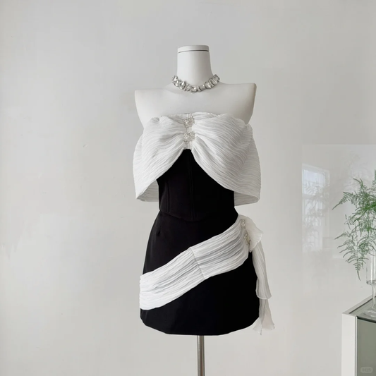 Elegant Black Off The Shoulder Short Homecoming Dress Vacation Dress Birthday Outfits S401