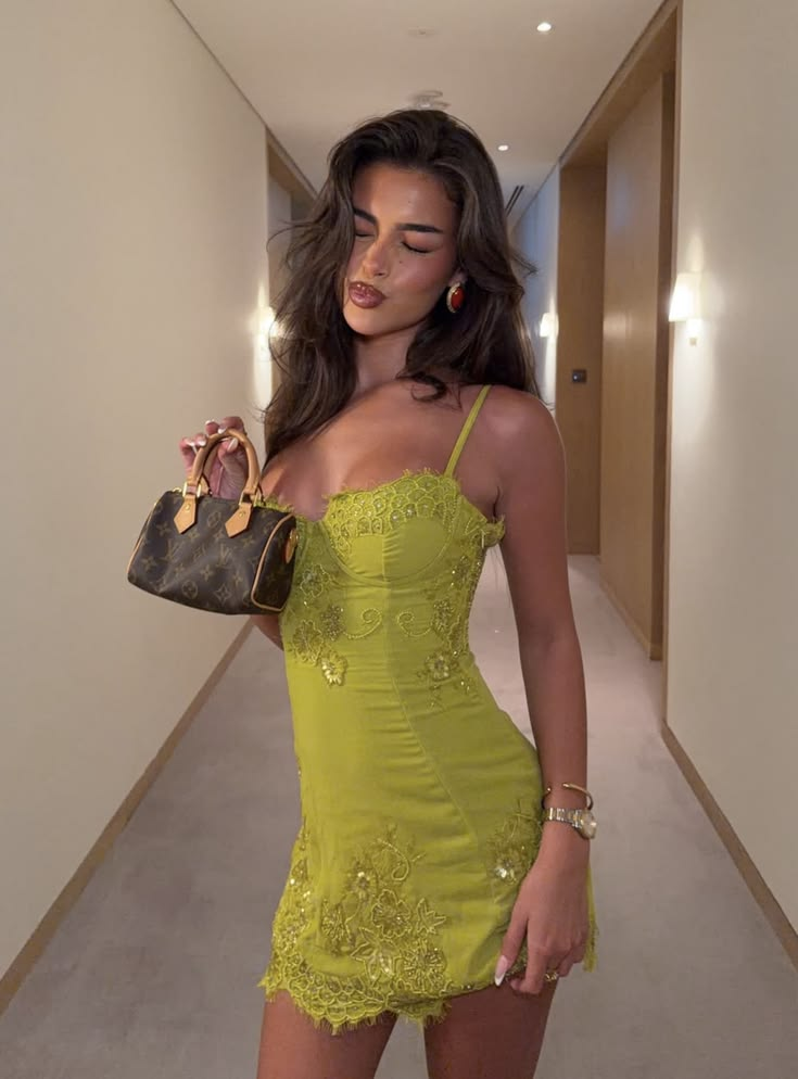 Sexy Spaghetti Straps Satin Lace Sheath Short Graduation Homecoming Dress,Mustard Green Short Party Dress D3938