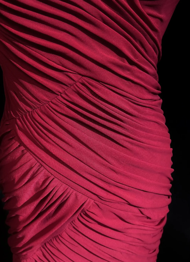 Classy Spaghetti Straps Burgundy Satin Pleated Mermaid Long Party Evening Dress D1991