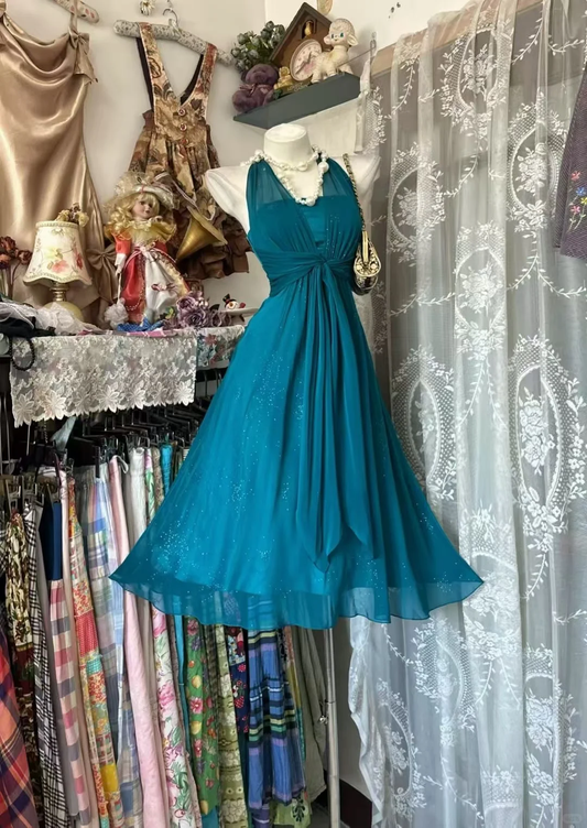 Unique Peacock Blue Chiffon Sequin Short 9th Grade Homecoming Dress,Halter Mini Party Dress D3195