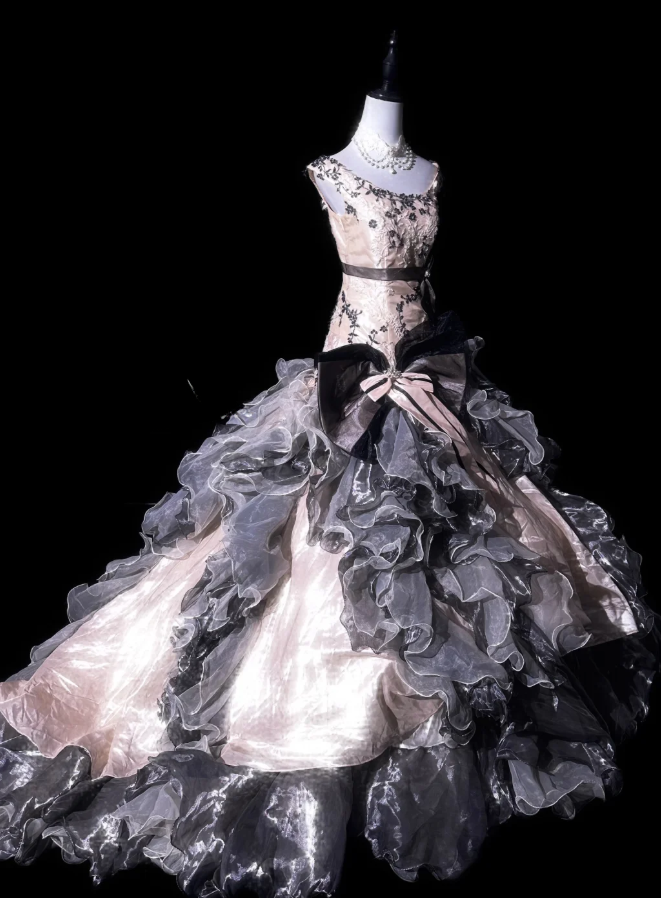 Vintage Sleeveless Tulle Satin Ruffles Mermaid Evening Dress Long Prom Gown With Bow D982