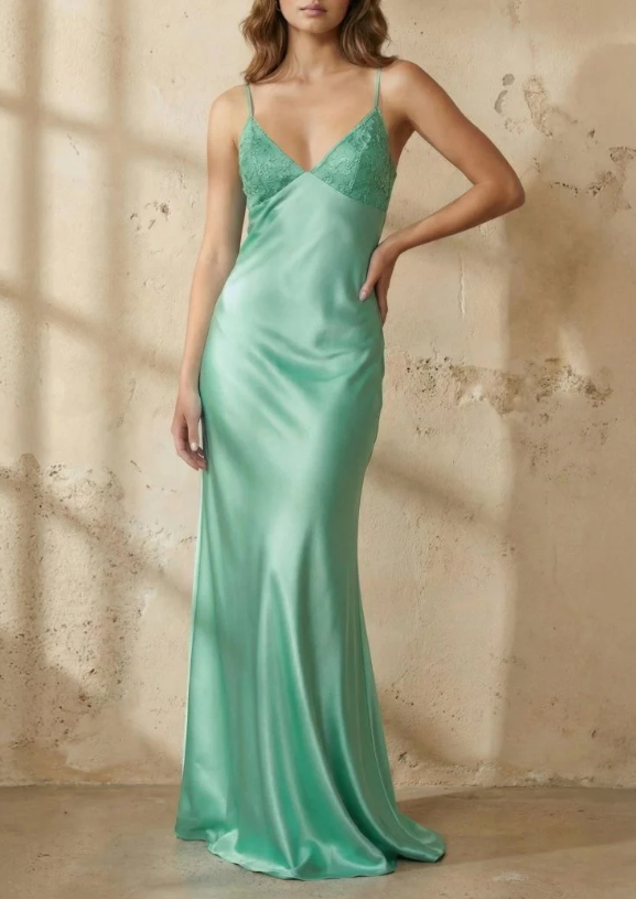 Classy Spaghetti Strap Sleeveless Mermaid Satin Long Prom Dresses SD1446