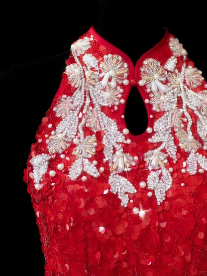 Pretty Red Sequin Beaded A Line Short Graduation Homecoming Dress 18th Birthday Outfits D440