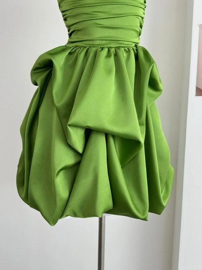 Chic Green Strapless A Line Mini Prom Dress Homecoming Dress S325