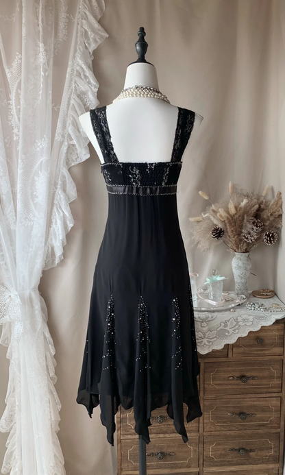 Gorgeous Black Lace Chiffon Beaded Short Homecoming Dress Mini Birthday Dress D3183