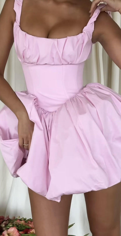 Pretty Spaghetti Straps Pink Satin Short Homecoming Dress Birthday Dress D4656