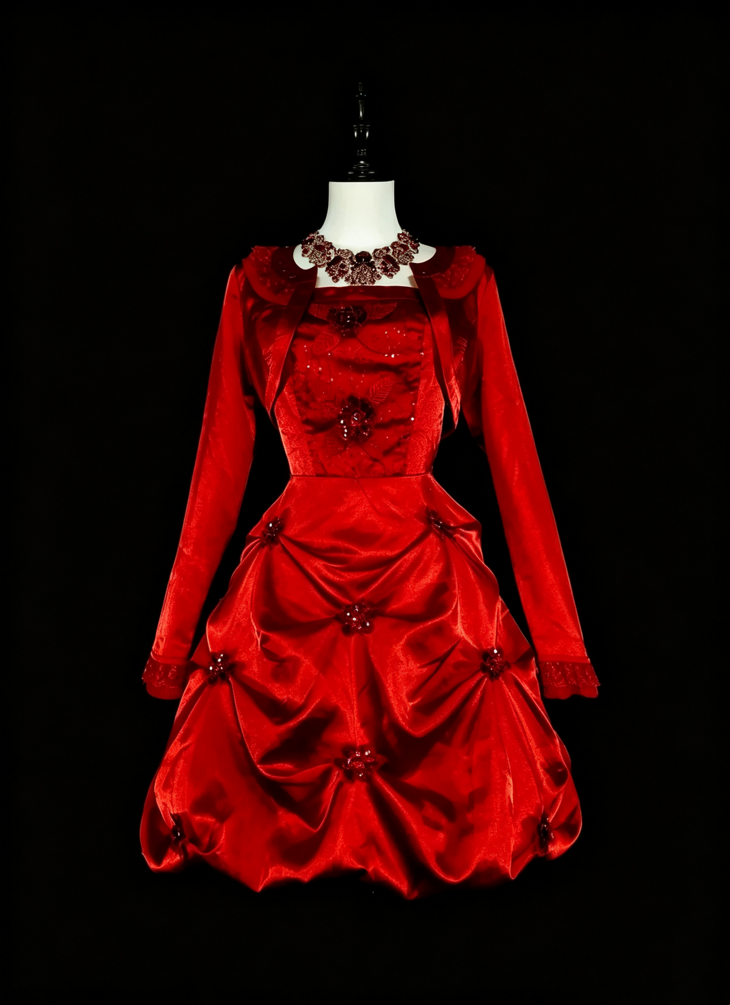 Pretty Red Satin Sequin Floral A Line Short 18th Birthday Outfits,Spaghetti Straps Mini Graduation Homecoming Dress D4043