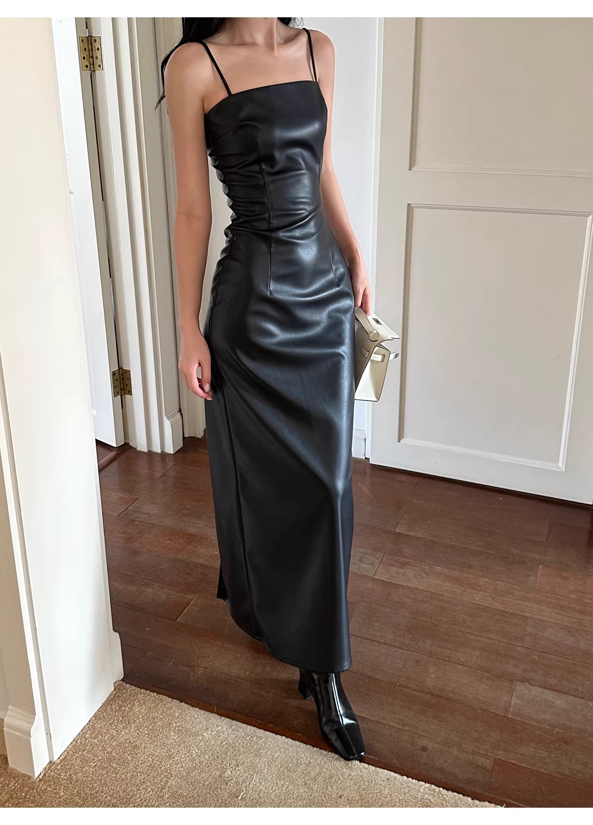 Fashion Spaghetti Straps Burgundy Sheath Long Party Dress Birthday Evening Dress D2124