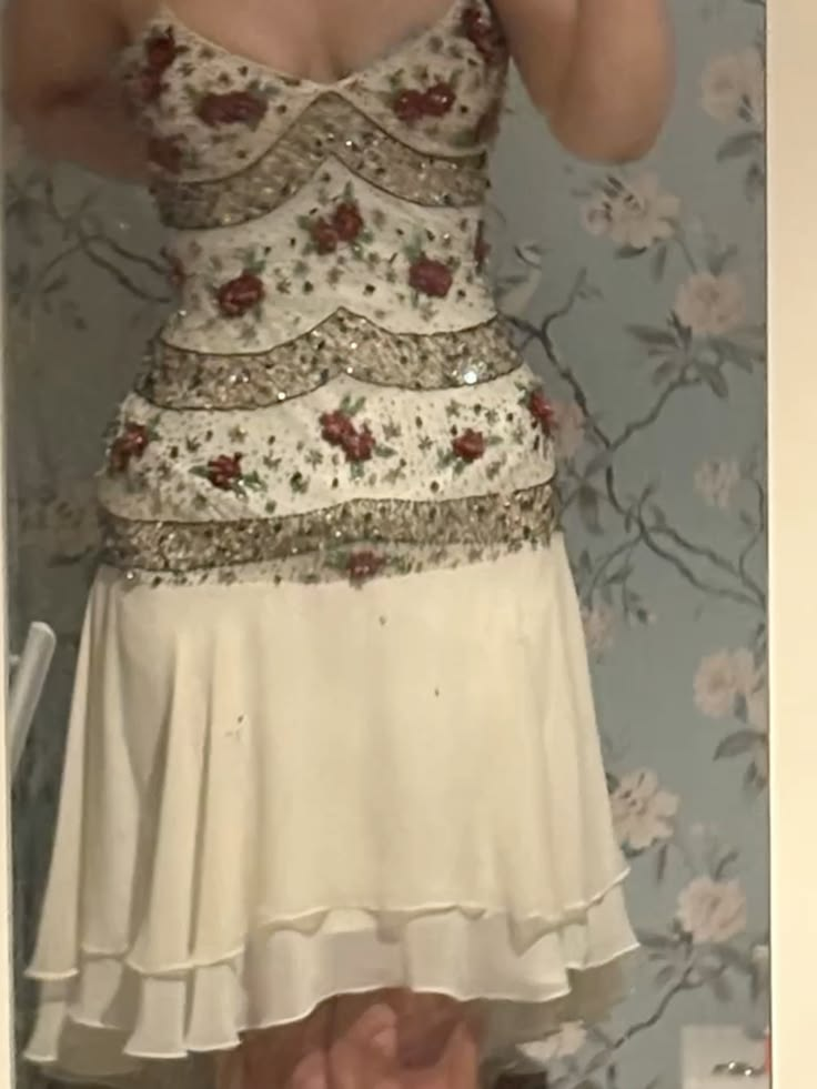 Vintage Spaghetti Straps Chiffon Beaded Short 9th Grade Homecoming Dress,White Mini Birthday Dress D3783