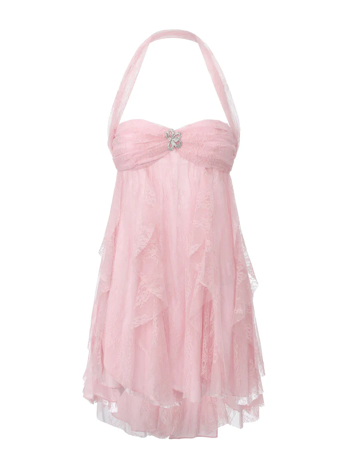 Elegant Pink Lace A Line Short Homecoming Dress Mini Birthday Dress D3393