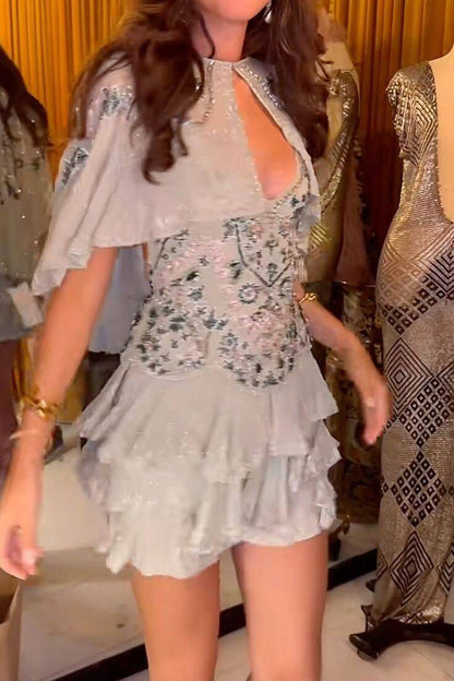 Vintage A line Spaghetti Straps Mint Green Chiffon Sequin Beaded Formal Grade Homecoming Dress Cocktail Dress S340