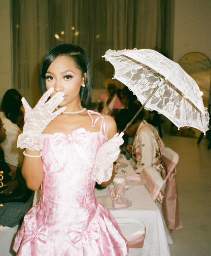 Cute Spaghetti Straps Satin Print Floral A Line 18th Birthday Outfits Pink Formal Homecoming Dress With Bow S889