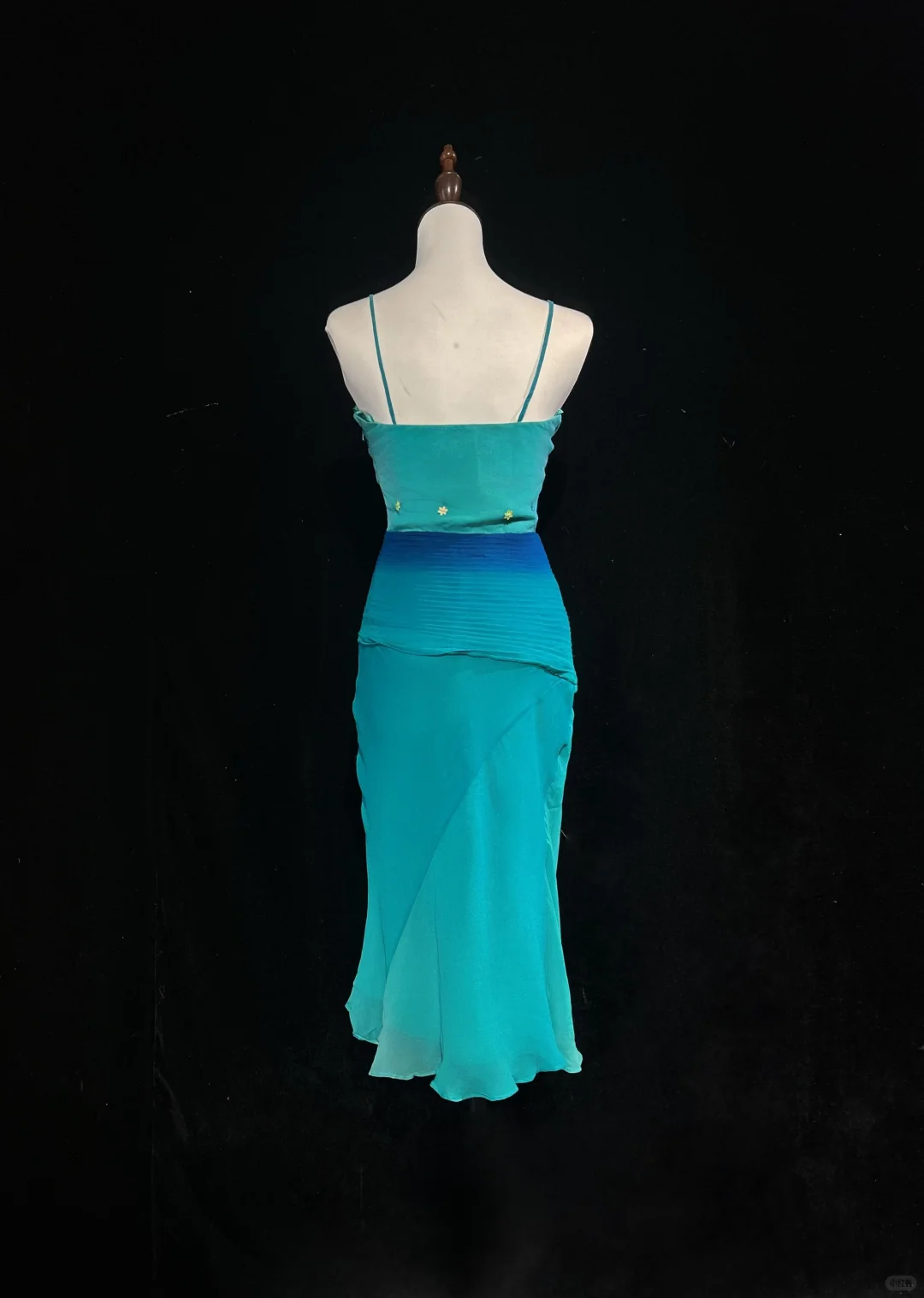 Classy Spaghetti Straps Ombre Green Chiffon Sequin Beaded Short 8th Grade Homecoming Dress,Mini Birthday Dress D3365