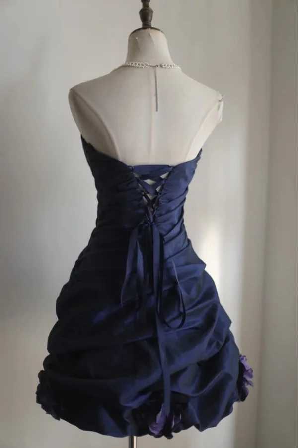 Vintage Sweetheart Royal Blue Taffeta Mini Formal 8th Grade Homecoming Dress Short Birthday Outfits S866