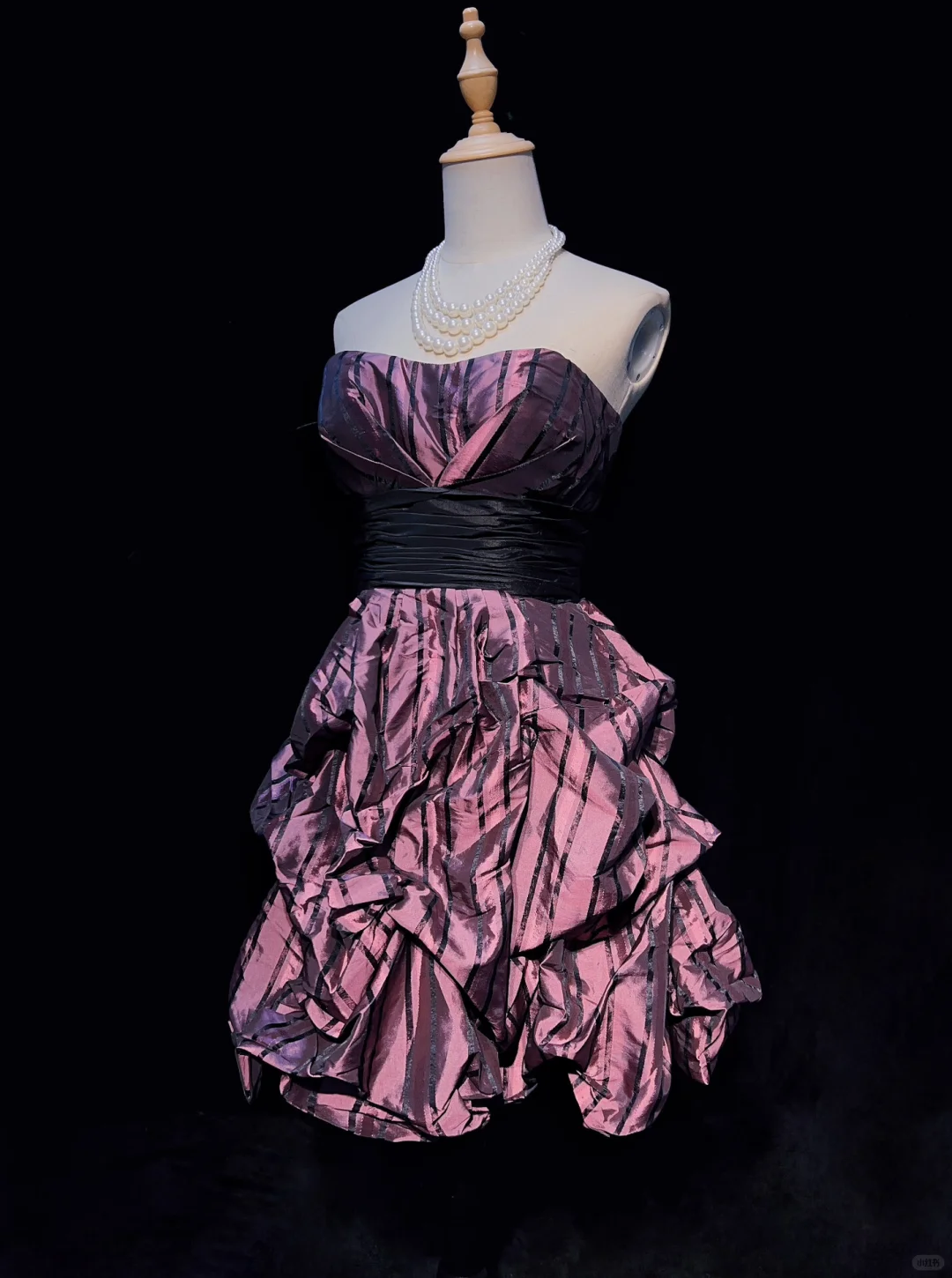 Vintage Purple Satin Pleated A Line Short Graduation Homecoming Dress,Strapless Mini Birthday Dress D3372
