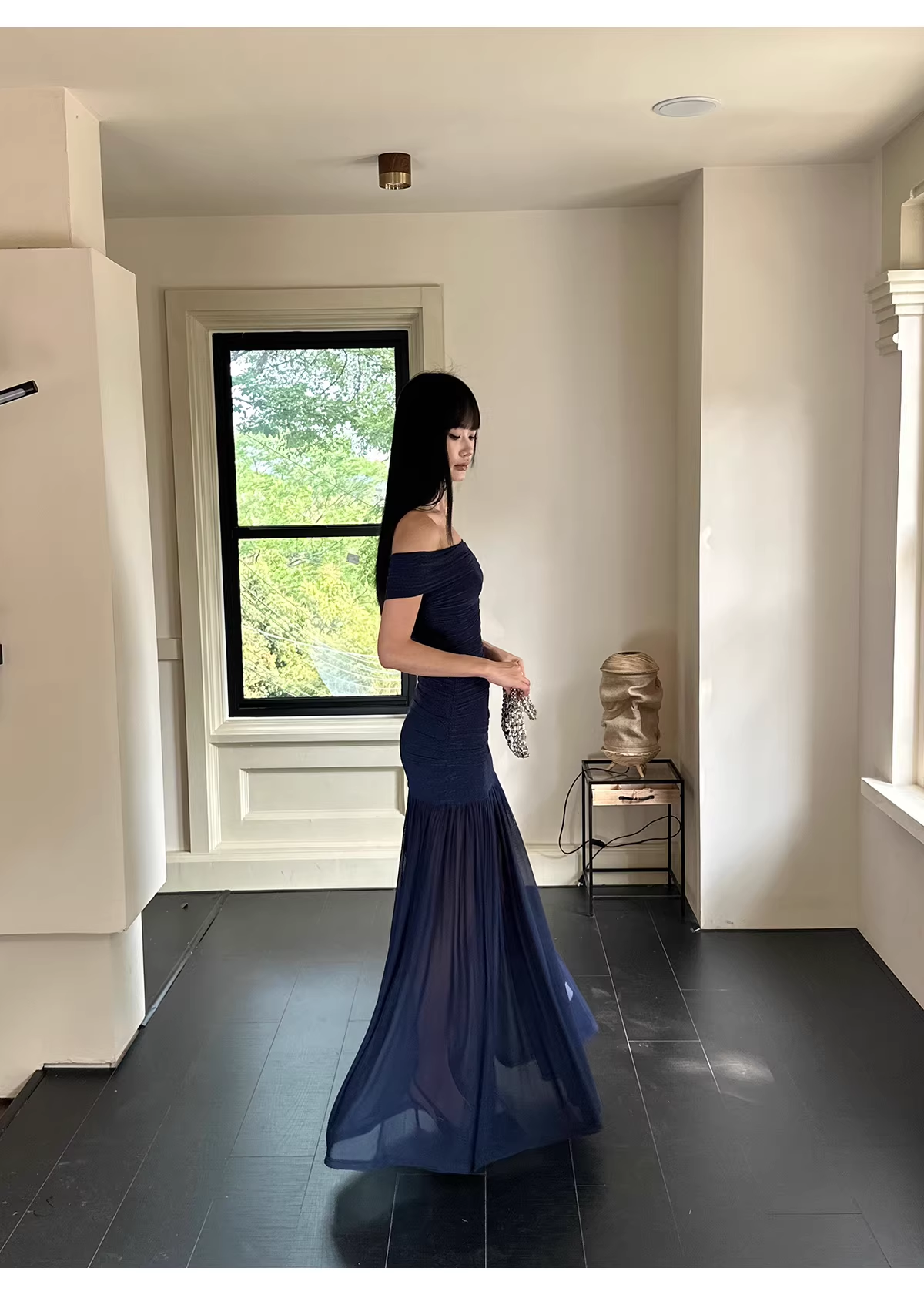 Sexy Halter V Neck White A Line Long Party Dress Formal Evening Gown D2122