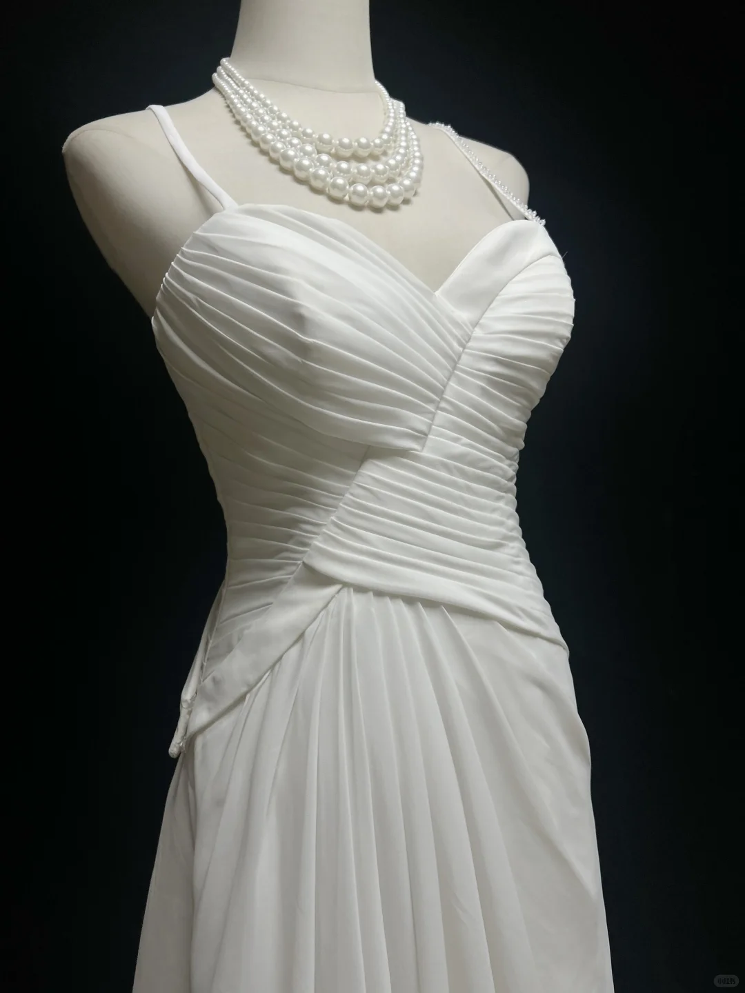 Gorgeous Spaghetti Straps White Chiffon Pleated Mermaid Long Party Dress Evening Dress D5079
