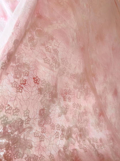 Pretty Spaghetti Straps Pink Tulle Lace A Line Long Evening Dress Prom Dress D2981