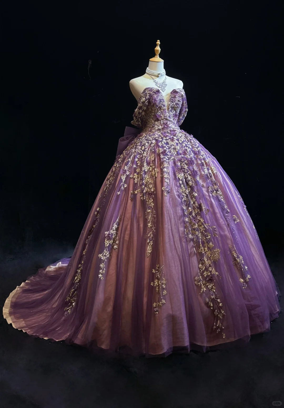 Gorgeous Purple Tulle Sequin Sweet 16 Dress,Off The Shoulder Quinceanera Dress With Bow D2843