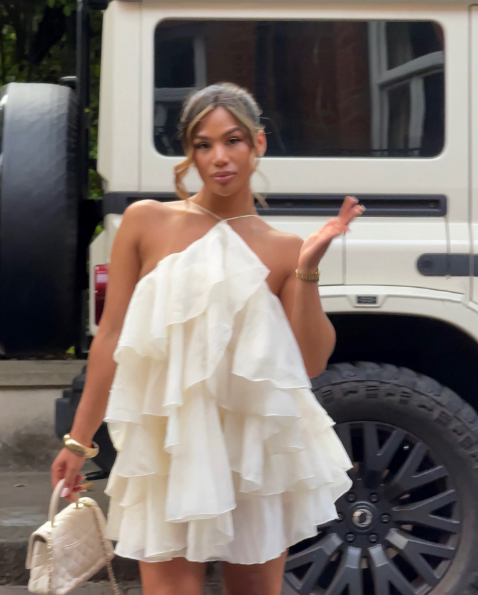 Classy Halter Off White Chiffon Layered Short Homecoming Dress Birthday Dress D4661